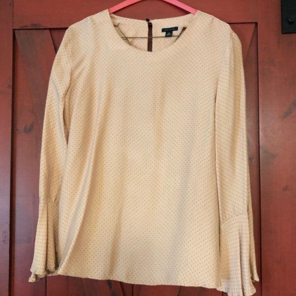 Salmon blush and navy polka dot blouse - Picture 2 of 8